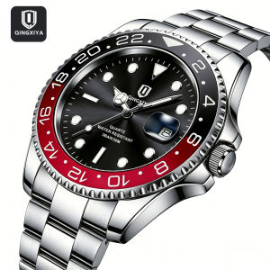 QINGXIYA Brand New Fashion Men Quartz Watch Luxury Stainless Steel Waterproof Luminous Date Business Mens Watches Reloj Hommes