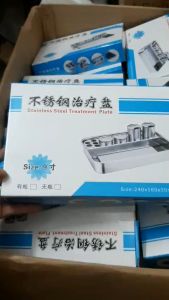 Khay inox đựng dụng cụ y tế khay 3 ống 4 ống