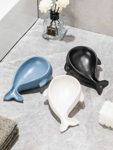 Whale Soap Dish Ceramic Drainage Soap Box Bathroom Storage Soap Holder Minimalist Creative Hotel Toilet Soap Holder For Home