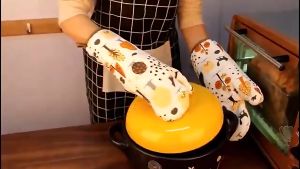 Găng tay họa tiết sắc màu B80 vải dày cách nhiệt chống trượt dùng cho lò nướng lò vi sóng TTNTB80