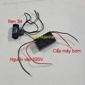 Mạch bảo vệ máy bơm giếng khi cạn nước | - Cáp nguồn 220V | - Cáp máy bơm | - Ren 34 | - Hộp điều khiển đen | - Kết nối dây điện