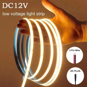 8mm Ultra Thin COB LED Strip DC12V/24V 0.5m-5m Flexible Tape with DC Plug 2pin Wire for Bedroom Living Room Cabinet Party Decor