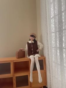 ถุงน่องเด็กผู้หญิง ฤดูใบไม้ร่วงฤดูหนาว เลกกิ้งมีเท้า ผ้าฟลีซบาง สวมใส่ภายนอก สีขาว หนา อบอุ่นสำหรับเด็ก