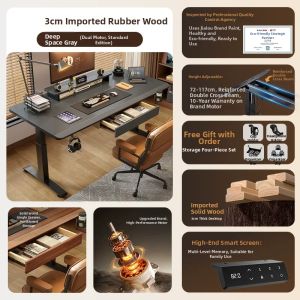 QIANTONG | Multipurpose Electric Adjustable Desk Solid Wood