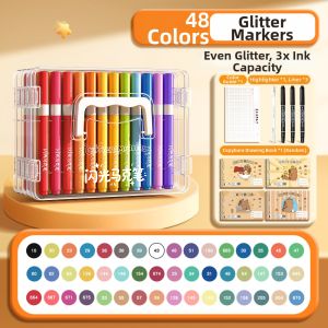 MINGZHUO | Glitter Acrylic Washable Markers 48 Colors