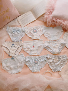 Mint Cheese Milk Girls Pure Desire Lace Breathable Cotton Underwear Triangle Pants Sweet Style Low Waist Nylon Fabric