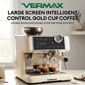 Vermax Professional Espresso Coffee Machine Dual Boiler Steam Function 16 Grind Ensures Commercial