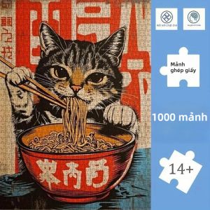 1000 Mảnh Ghép Hình Mèo Nhật Bản Anime Cổ Điển - Trò Chơi Ghép Hình Thử Thách Với Hình Ảnh Mì Manoko Dễ Thương Các Mảnh Ghép Bền Chắc Dành Cho Gia Đình Vui Chơi