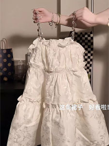 French Style Pure Desire Spicy Girl Puffy Strap Dress Womens Summer New Waist Cinching Unique Short Skirt Small Size