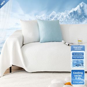 Ice Silk Sofa Cover Summer Cool Sensation Full Cover Cat Proof Water Cooling Breathable Cushion Cover Modern Simple Style Machine Washable