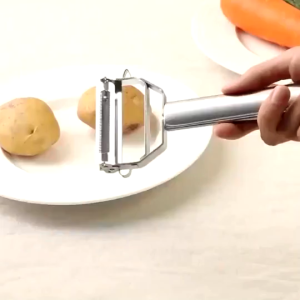 Pisau Kupas Buah & Sayur 2in1: Pengupas Kulit Buah Stainless