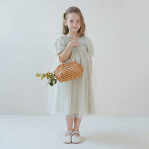 Sweet Princess Dress for Girls Summer New Style Cotton Mesh Skirt Bubble Sleeve Baby Fashionable And Stylish Childrens Dress