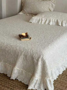 HUINEIJIAFANG | French Retro Style A Class Linen Cotton 3-Layer Bedspread Set for Autumn Winter with Lace Trim