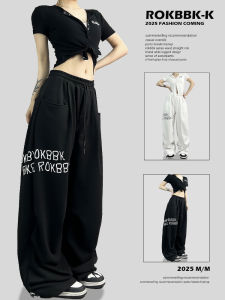 Loose Casual Street Dance Jazz Dance Womens Sports Pants Summer Trendy Brand ROKBBK-K Straight Leg Cotton Blend Printed