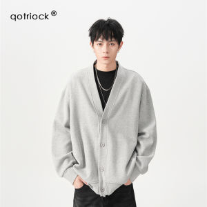 Casual Loose V-Neck Mens Open Cardigan Autumn Trendy Brand High-End Feeling Sweatshirt Loose Couple Jacket Upper Apparel