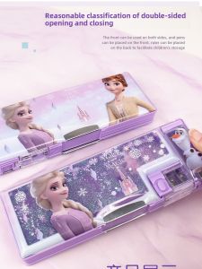 Elsa Princess Large Capacity Dual Layer Kindergarten Girls Pencil Case  Stationery Box Cartoon Cute Ice Age Accessories