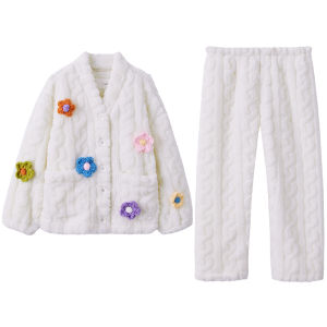 HODO | ชุดนอนเด็กผู้หญิง Hodo ขนแกะปะการังหนา อบอุ่น น่ารัก ใส่ไปข้างนอกได้ ชุดนอนเด็ก ชุดนอนฤดูหนาว ชุดนอนเด็กผู้หญิง