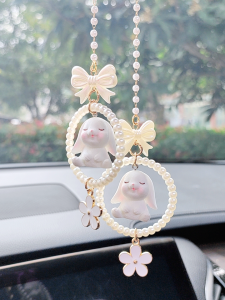 Phụ Kiện Trang Trí Xe Hơi Hình Thỏ Dễ Thương Phụ Kiện Nội Thất Xe Hơi Cá Nhân Hóa Móc Treo Gương Chiếu Hậu an Toàn