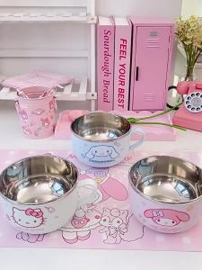 Sanrio Hello Kitty Bowl 800ml Double-walled Anti-scalding Stainless Steel with Lid Handle LFB424