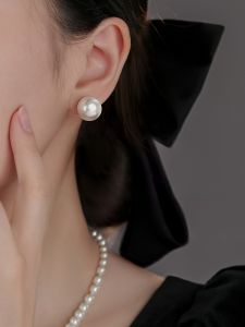 South Lane 999 Pure Silver Pearl Earrings Womens Fashion Jewelry Elegant Lightweight Luxury Fall Winter Ear Jewelry