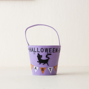 Túi Đựng Kẹo Halloween Bằng Vải Nỉ Hình Bí Ngô Phù Thủy Dơi Dành Cho Trẻ Em Kiểu Cầm Tay Dùng Để Đựng Đồ Cho Bữa Tiệc