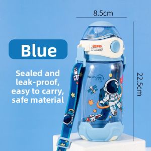 Cute Plastic Straw Water Cup for Children with Strap Kindergarten Girls Style Cartoon Design Daily Gift Normal Capacity