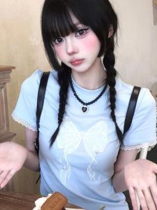 Áo Thun Tay Ngắn Cổ Tròn Cổ Điển Phong Cách Retro Cho Nữ Mùa Hè Thiết Kế Nhỏ Gọn Áo Thun Tay Ngắn Ren Đa Năng Hợp Thời Trang