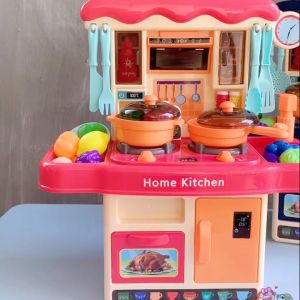 Childrens play house kitchen toy set simulation kitchen utensils tableware cooking spray water light sound effect big g