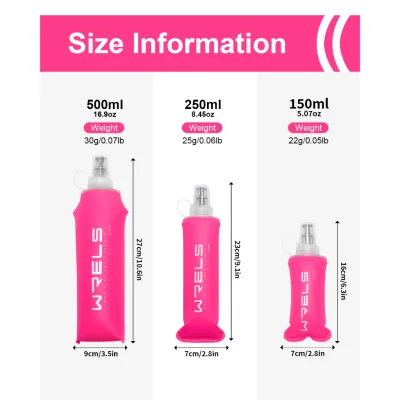 WRELS Soft Folding Water Bottle Running Hydration With Straw Bpa Free500ml 250ml 150ml Tpu #SH03+Xz