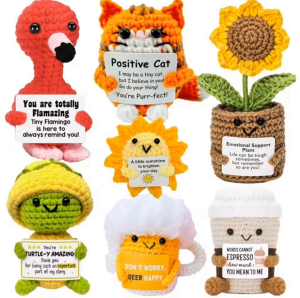 Positive Energy Flower Doll Mini Handmade Knitted Plush Childrens Day Gift Corporate Event Gift Christmas Gift Desktop