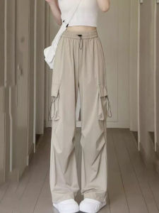 American Style High Waist Cargo Pants Womens Spring Summer New Straight Leg Casual Quick Dry Wide Leg Trousers