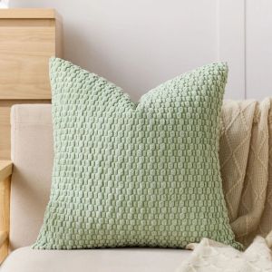 Boho Farmhouse Sage Green Throw Pillow Covers 45x45CM Mordern Nordic Cushion Covers Soft Corduroy Christmas Home Decor for Couch