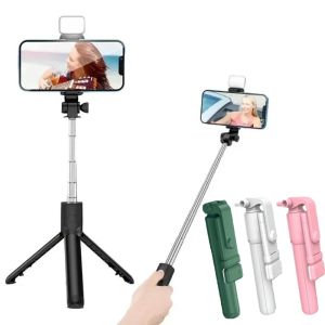 Portable Wireless Bluetooth Selfie Stick Tripod With LED Light Bluetooth Remote Foldable Tripod For Smartphone Video Live Holder