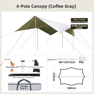 EUSSUE | Sunscreen UV Protection Silver Coated Sunshade Canopy Tent