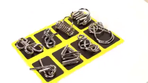24pcs Metal Brain Teaser Puzzle Set Fun IQ Game for Kids Adults + Free Storage Bag