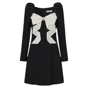 TAMMY TANGS | Sweet Butterfly Knot Long Sleeve Dress Womens City Commute Workdate Party Shopping Street Style High Waist Slim Fit Dress