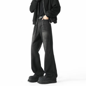 CeTky American High Street Cleanfit Bell Bottom Jeans Mens Trendy Brand Spring Autumn Loose Straight Retro Jeans