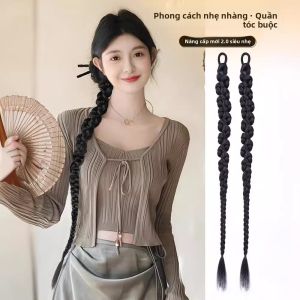 MONLEYTA | Phụ kiện tóc giả đuôi ngựa giả cho nữ tóc dài giả tóc giả tóc giả kiểu tóc bím xoắn kiểu tóc boxing tóc giả cho phụ nữ
