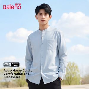 BALENO | Simplified Casual Loose Comfortable Henley Collar Short Sleeve Mens Shirt