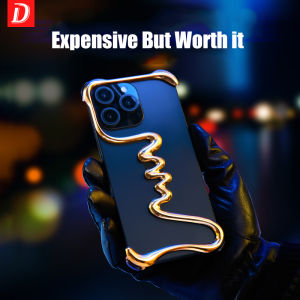 In stockMetal 3D Track Bumper Phone Case For iPhone 14 15 16 Pro Max Plus 15Pro Aluminum Alloy Frameless Shell Air Bag Shockproof Cover