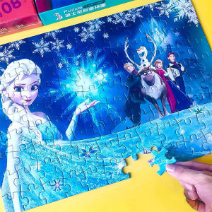 Disney Frozen Princess Elsa Puzzle 100 Pieces Educational Toys for Girls Aged 3 to 10 Years Old Cartoon Animation Paper Toys