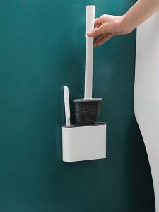OSQ 2in1 High-Quality Flexible Silicone Fine Bristle Toilet Bowl Brush Set for Bathroom Comfort Room