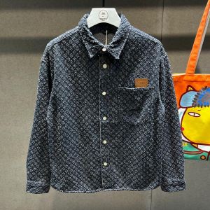 New 2024 Mens Loose Long Sleeve American Style Denim Jacket Youth Trendy Washed Cotton Polyester Blend Autumn Spring Outerwear