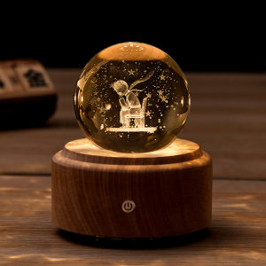 Creative Crystal Ball Music Box Bluetooth Speaker Girls Birthday Night Light Valentines Day Gift Rotating Music Box Lamp