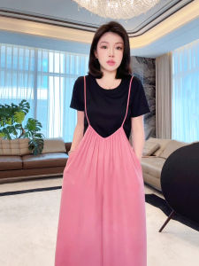 Lao Yangs Personal ME HOME H-Minimalist Diamond T Black Short-Sleeve Womens T-Shirt Lycra Silk Iron-On Rhinestones Summer Thin Cotton Polyester Blend