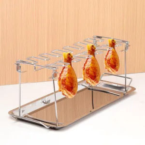 14 Slots Chicken Leg Wing Grill Rack Foldable Shelf Roast Drumstick Stand Holder Stainless Steel Oven Picnic Barbecue Roaster