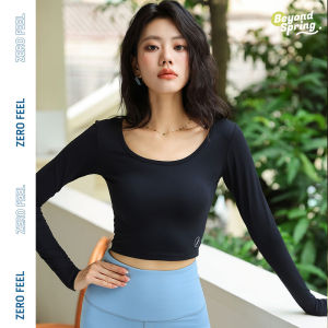 Beautiful Yoga Pilates Long Sleeve Sportswear Womens Gymnastics round Neck Top Slimming Moisture Wicking Quick Dry Elastic Nylon
