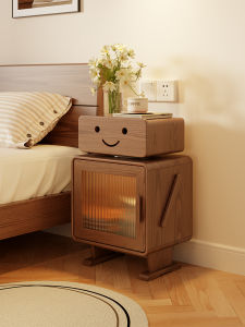 DONGMU | Vintage Style Wooden High Bedside Table with Light for Kids