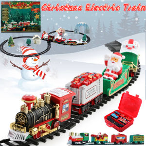 Christmas Electric Rail Car Train Toy Childrens Educational Game Railway Train Set Transportation Building Toys Gifts