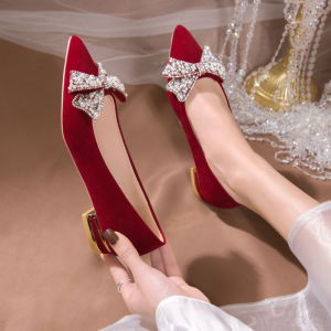 Giày Cưới Đế Phẳng Đế Cao Gót Cho Nữ Mùa Xuân 2024 Giày Cưới Thoải Mái Cho Phụ Nữ Mang Thai Giày Cưới Mũi Nhọn Đế Bằng